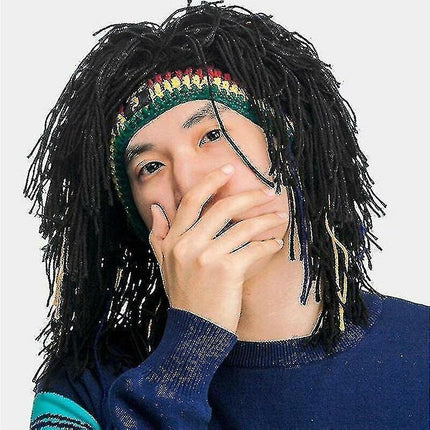 Rasta Wig Beanie Caps For Men Handmade Crochet Winter Warm Hat Gorros Halloween Holiday Birthday Gifts Funny Party Balaclava