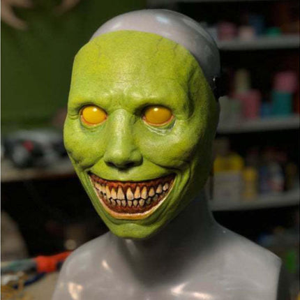 Unisex Halloween Horror Mask Smile Face and White Eyes Demon Mask COS Exorcist Creepy - Green