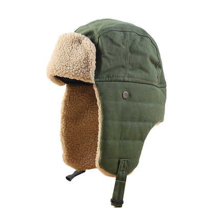 Bomber Hats Windproof Warm Keeping Thickened Cycling Skiing Ear Flap Snow Hats for Winter-Green