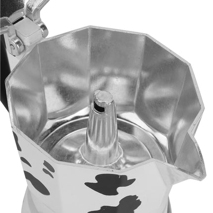 Aluminum Coffee Pot Kettle, Moka Maker for Home Use, Milk Cow Color, 3 Cups, 150ml