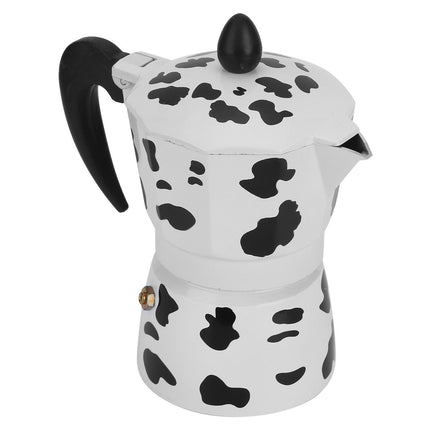 Aluminum Coffee Pot Kettle, Moka Maker for Home Use, Milk Cow Color, 3 Cups, 150ml