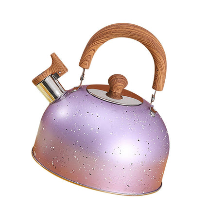 Water Kettle, Stainless Steel Whistle Kettle, Large Capacity Flat Bottom for Gas Induction, 2L, Purple