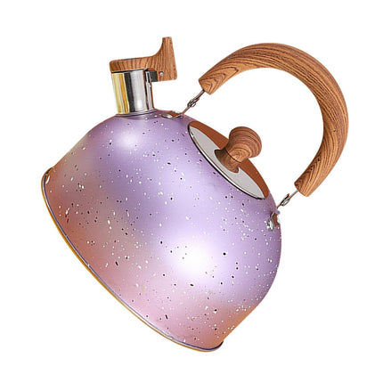 Water Kettle, Stainless Steel Whistle Kettle, Large Capacity Flat Bottom for Gas Induction, 2L, Purple