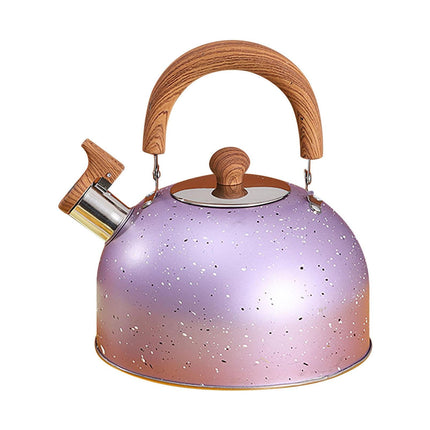 Water Kettle, Stainless Steel Whistle Kettle, Large Capacity Flat Bottom for Gas Induction, 2L, Purple