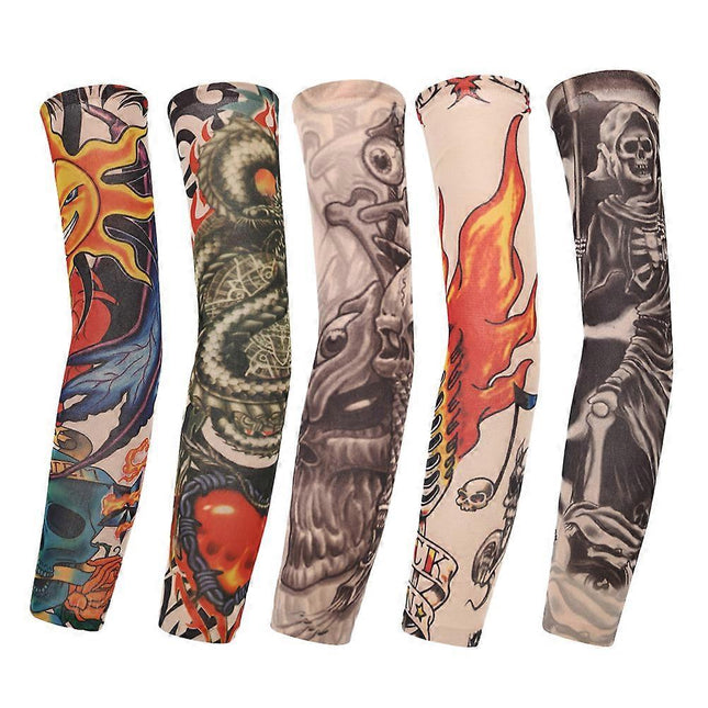 5Pcs Arm Cuffs Tattoo Cover Sleeves Protective Fake Tattoo Look