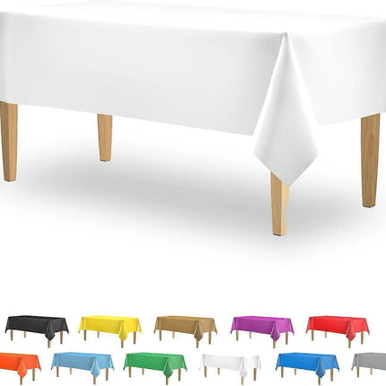 5 Pack Premium White Plastic Tablecloth - 108 x 54 in