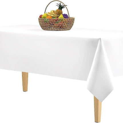 5 Pack Premium White Plastic Tablecloth - 108 x 54 in
