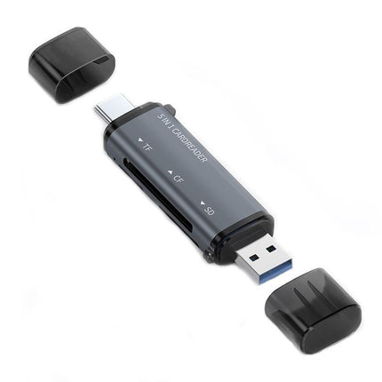 USB C SD Card Reader 5- in-1 Memory Card Reader for CF SD TF