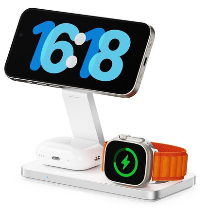 3 in 1 Charging Station for iPhone Wireless Charger Wireless Charger Dock for Apple Watch iPhone AirPods -White