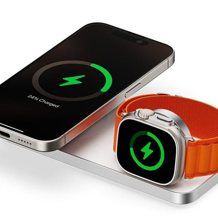 3 in 1 Charging Station for iPhone Wireless Charger Wireless Charger Dock for Apple Watch iPhone AirPods -White
