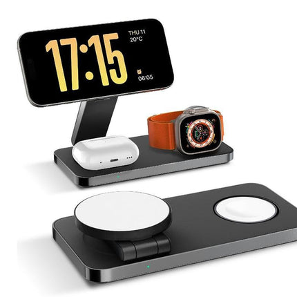 3 in 1 Charging Station for iPhone Wireless Charger Wireless Charger Dock for Apple Watch iPhone AirPods -White