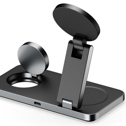 3 in 1 Charging Station for iPhone Wireless Charger Wireless Charger Dock for Apple Watch iPhone AirPods -Black