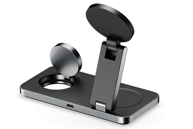 3 in 1 Charging Station for iPhone Wireless Charger Wireless Charger Dock for Apple Watch iPhone AirPods -Black