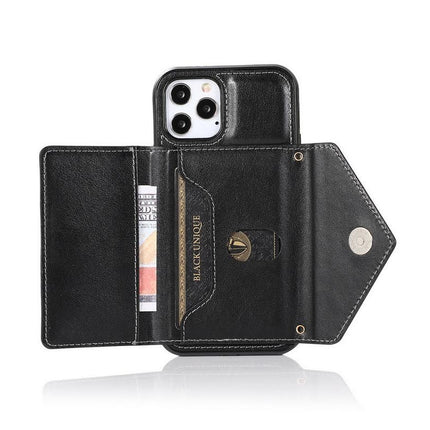 PU Leather Crossbody Phone Case Cover Wallet Card Holder for iPhone 13 Series -Black /iPhone13 Pro 6.1