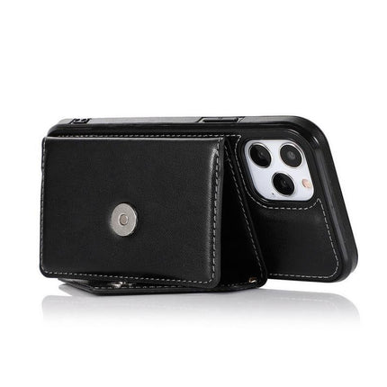 PU Leather Crossbody Phone Case Cover Wallet Card Holder for iPhone 13 Series -Black /iPhone13 Pro Max