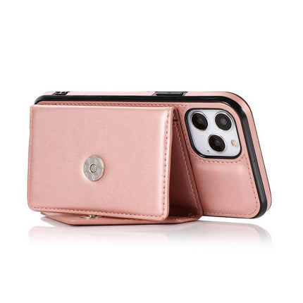 PU Leather Crossbody Phone Case Cover Wallet Card Holder for iPhone 13 Series -Rose Gold /iPhone13 Pro 6.1