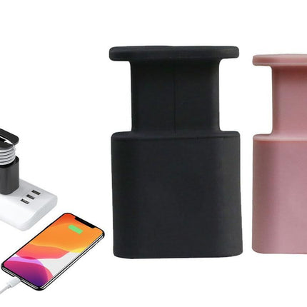 Silicone Charger Protector with Cord Wrap for Apple Phone 18W/20W Charger -Black & Pink