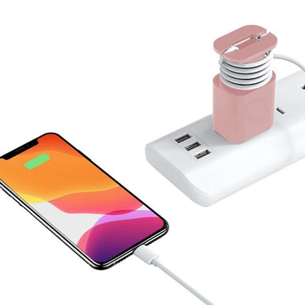 Silicone Charger Protector with Cord Wrap for Apple Phone 18W/20W Charger -Black & Pink
