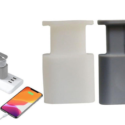 Silicone Charger Protector with Cord Wrap for Apple Phone 18W/20W Charger -Gray & White