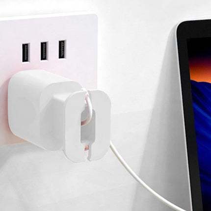 Silicone Charger Protector with Cord Wrap for Apple Phone 18W/20W Charger -Gray & White