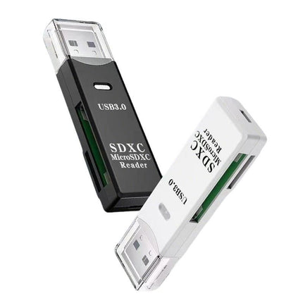 2 In 1 USB 3.0 Card Memory Reader High Speed SD SDHC SDXC Micro Writer Adapter - Black