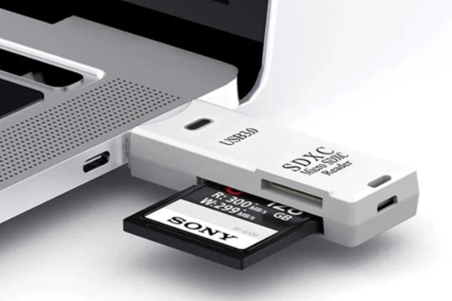 2 In 1 USB 3.0 Card Memory Reader High Speed SD SDHC SDXC Micro Writer Adapter - White