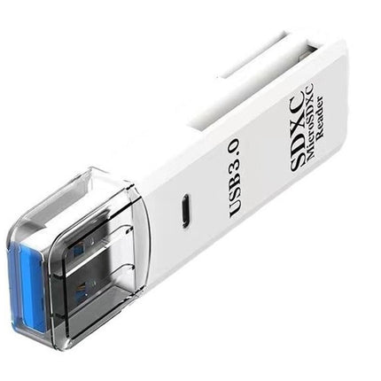 2 In 1 USB 3.0 Card Memory Reader High Speed SD SDHC SDXC Micro Writer Adapter - White