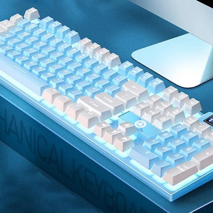 104 Keys Mechanical Gaming Keyboard Wired Backlit Keyboard Hot-Swap Mechanical Keyboard Wired Gaming Keyboard with Number Pad -Blue