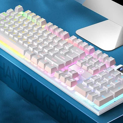 104 Keys Mechanical Gaming Keyboard Wired Backlit Keyboard Hot-Swap Mechanical Keyboard Wired Gaming Keyboard with Number Pad -White