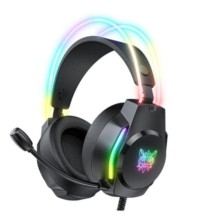 Gaming Headset with Mic Over Ear Headphone Lightweight Headphones with RGB Frame Gaming Headphones -Black