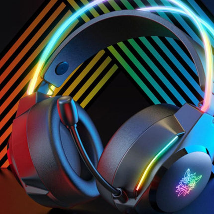Gaming Headset with Mic Over Ear Headphone Lightweight Headphones with RGB Frame Gaming Headphones -Black