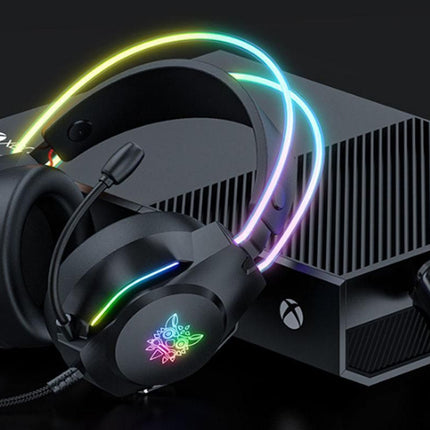 Gaming Headset with Mic Over Ear Headphone Lightweight Headphones with RGB Frame Gaming Headphones -Black