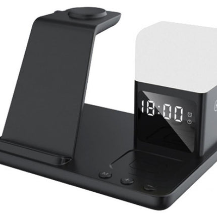 6 in 1 Charging Station with Alarm Clock Wireless Charger with Night Light for Smartphone/Watch/Earbuds Fast Charging Station