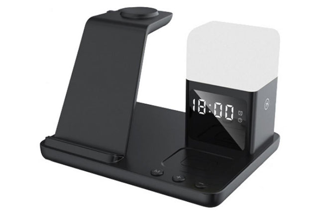 6 in 1 Charging Station with Alarm Clock Wireless Charger with Night Light for Smartphone/Watch/Earbuds Fast Charging Station
