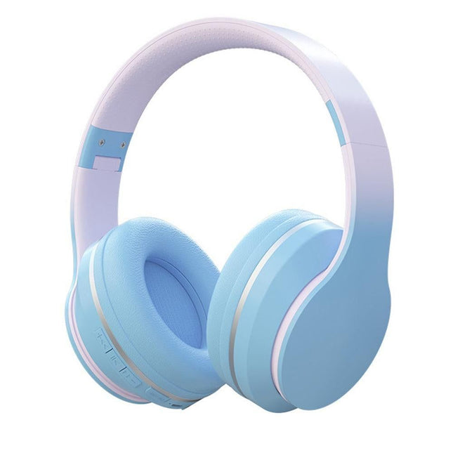 Foldable Wireless Over-Ear Headphones Bluetooth Headset with Mic Function Blue