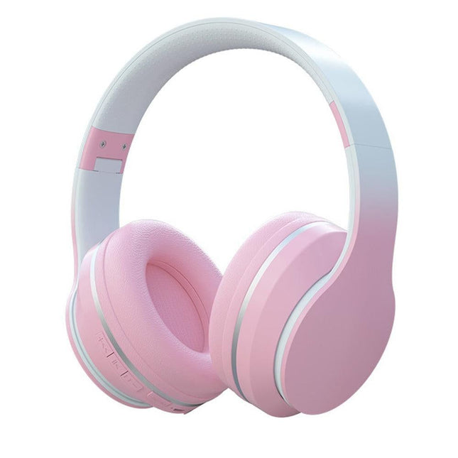 Foldable Wireless Over-Ear Headphones Bluetooth Headset with Mic Function Pink