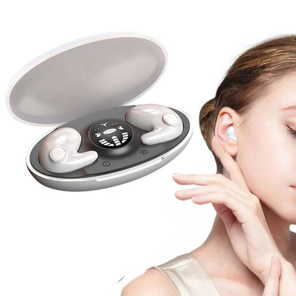 Invisible Sleep Earphone Wireless Bluetooth 5.3 Headphones Hidden Earbuds with Charging Case White