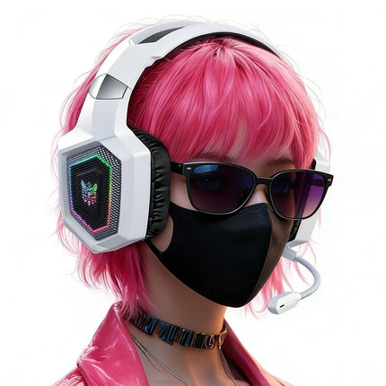 2.4GHz Wireless Gaming Headset with Flip Mic for PC White