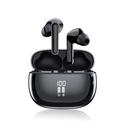 Wireless Bluetooth Noise-Cancelling In-Ear Earbuds with LED Display Black