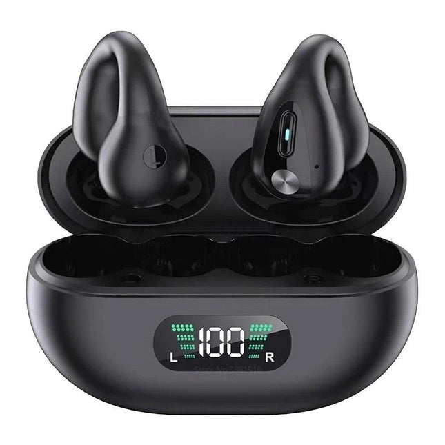 Bone Conduction Wireless Bluetooth Earphones Ear Clip Style Sport Headphones Black