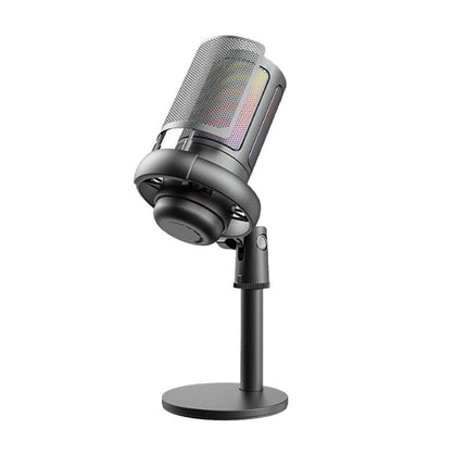 USB Condenser Microphone Gaming Mic with RGB Light for PC Gaming Live Recording Streaming Black