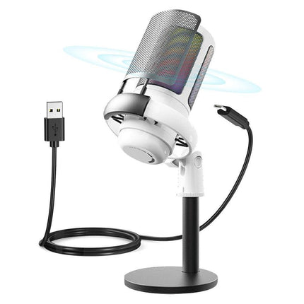 USB Condenser Microphone Gaming Mic with RGB Light for PC Gaming Live Recording Streaming Black