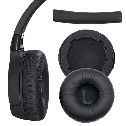 Replacement Snap-On Ear Pads Headband Set Compatible with JBL Tune 600BT / T520BT / T510BT / T500BT / T450BT Black