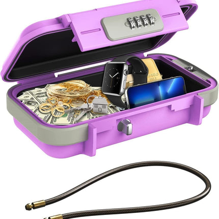 Portable Safe Box Combination Code Security Case LockBox with Removable Chain Blue