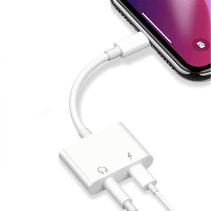 2-in-1 Lightning to 3.5mm Headphone Jack and Charger Adapter - For Apple Devices