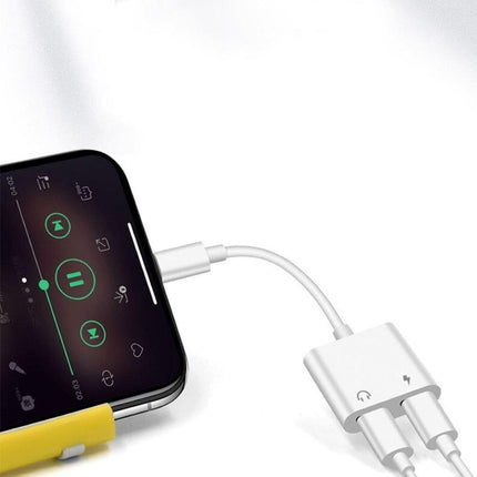 2-in-1 Lightning to 3.5mm Headphone Jack and Charger Adapter - For Apple Devices