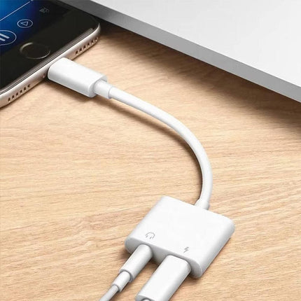 2-in-1 Lightning to 3.5mm Headphone Jack and Charger Adapter - For Apple Devices