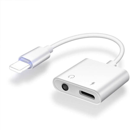 2-in-1 Lightning to 3.5mm Headphone Jack and Charger Adapter - For Apple Devices
