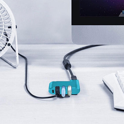 4-Port USB 3.0 Hub 180-Degree Rotating USB Splitter for Laptop Car Blue