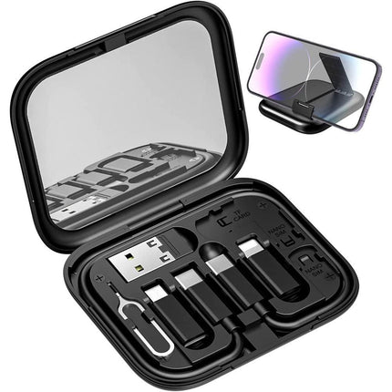 6-in-1 Cable Organizer Multifunctional Storage Box with Mirror for Travel White